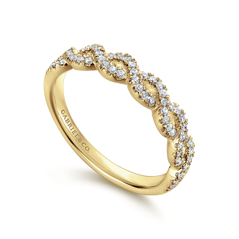 Fancy Wedding Ring in 14k Yellow Gold with Round Natural Diamond at Gabriel & Co. - Shot 3