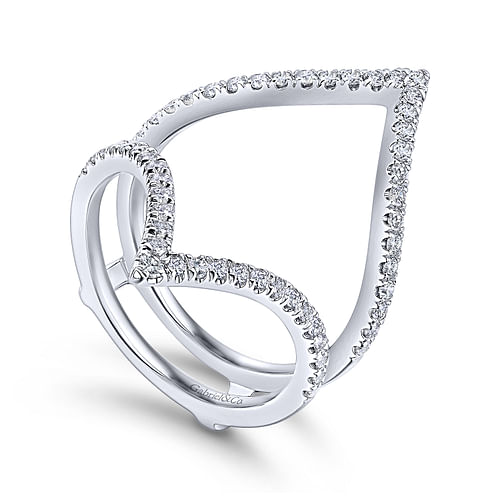 Triangular 14K White Gold French Pave Set Diamond Ring Enhancer - 0.6 ct - Shot 3