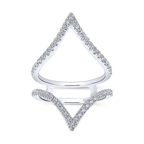 Triangular 14K White Gold French Pave Set Diamond Ring Enhancer - 0.6 ct - Shot 4