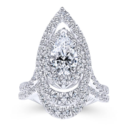 Trinitaria - 14K White Gold Pear Shape Diamond Engagement Ring