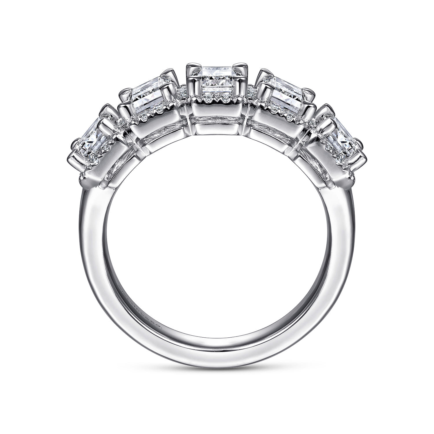 Fancy Wedding Ring in 14k White Gold with Emerald Cut Natural Diamond at Gabriel & Co. - Shot 2