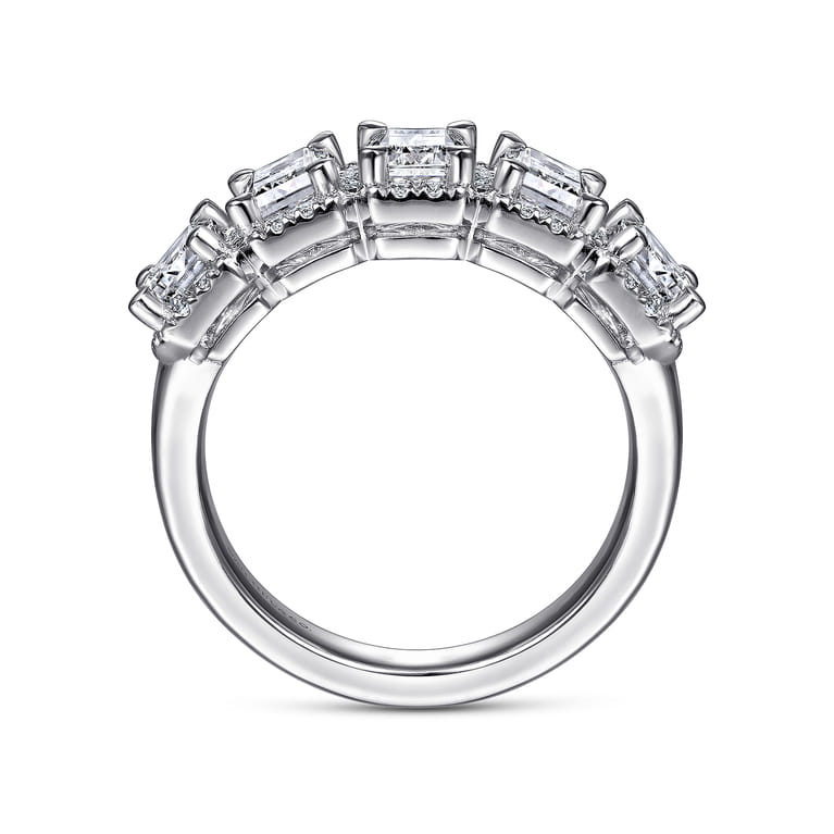Fancy Wedding Ring in 14k White Gold with Emerald Cut Natural Diamond at Gabriel & Co. - Shot 2