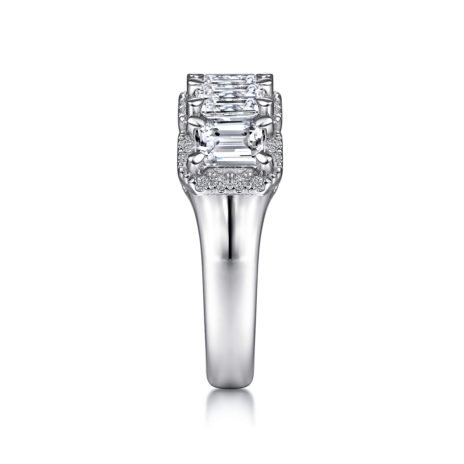Fancy Wedding Ring in 14k White Gold with Emerald Cut Natural Diamond at Gabriel & Co. - Shot 4
