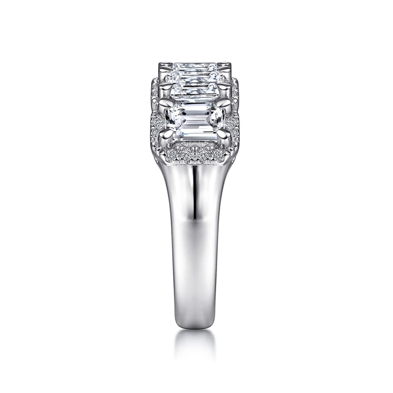 Fancy Wedding Ring in 14k White Gold with Emerald Cut Natural Diamond at Gabriel & Co. - Shot 4