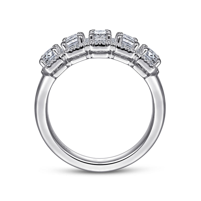 Fancy Wedding Ring in 14k White Gold with Emerald Cut Natural Diamond at Gabriel & Co. - Shot 2