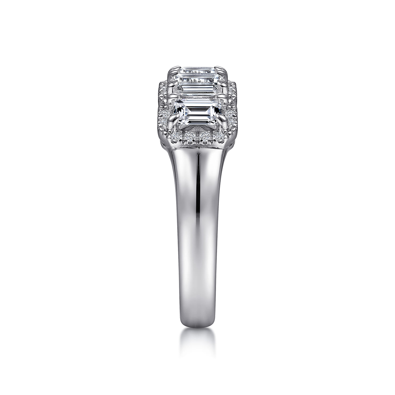 Fancy Wedding Ring in 14k White Gold with Emerald Cut Natural Diamond at Gabriel & Co. - Shot 4