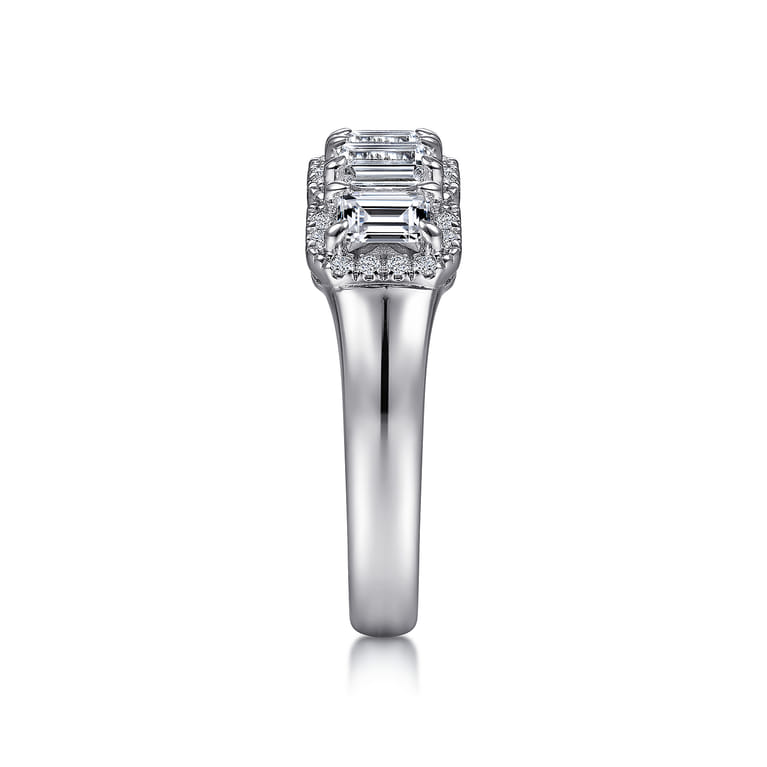 Fancy Wedding Ring in 14k White Gold with Emerald Cut Natural Diamond at Gabriel & Co. - Shot 4
