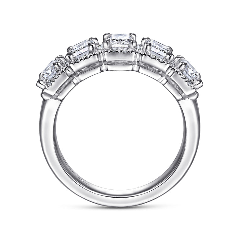 Fancy Wedding Ring in 14k White Gold with Emerald Cut Natural Diamond at Gabriel & Co. - Shot 2