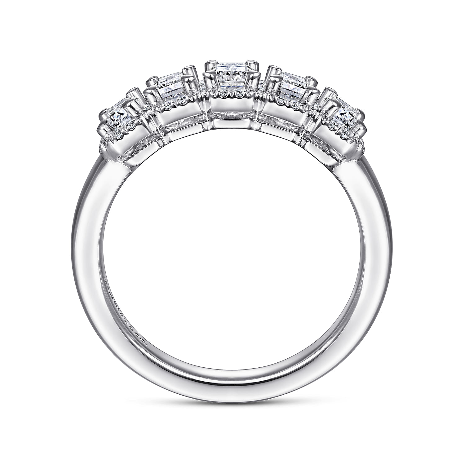 Fancy Wedding Ring in 14k White Gold with Emerald Cut Natural Diamond at Gabriel & Co. - Shot 2
