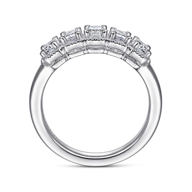 Fancy Wedding Ring in 14k White Gold with Emerald Cut Natural Diamond at Gabriel & Co. - Shot 2