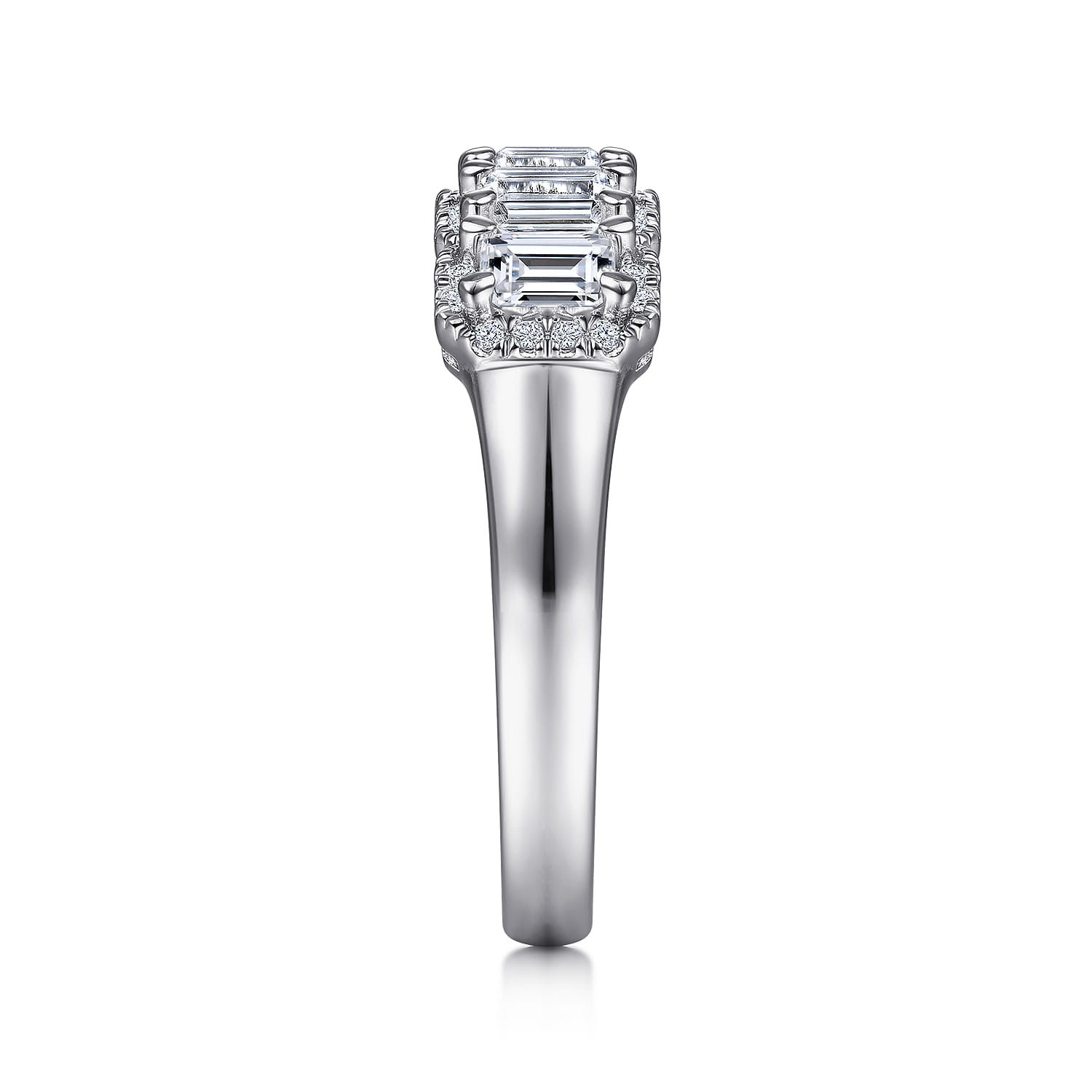 Fancy Wedding Ring in 14k White Gold with Emerald Cut Natural Diamond at Gabriel & Co. - Shot 4