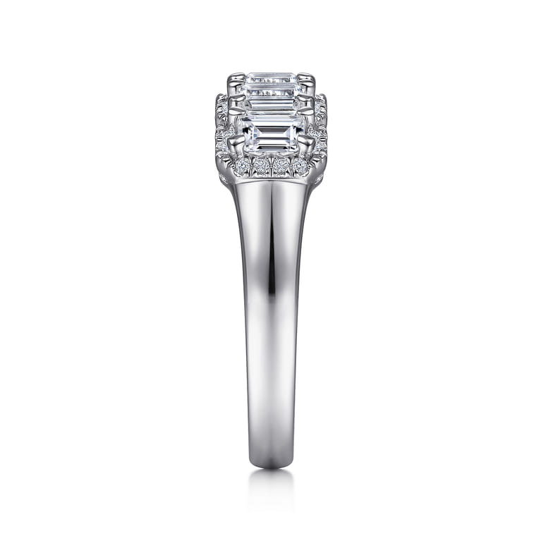 Fancy Wedding Ring in 14k White Gold with Emerald Cut Natural Diamond at Gabriel & Co. - Shot 4