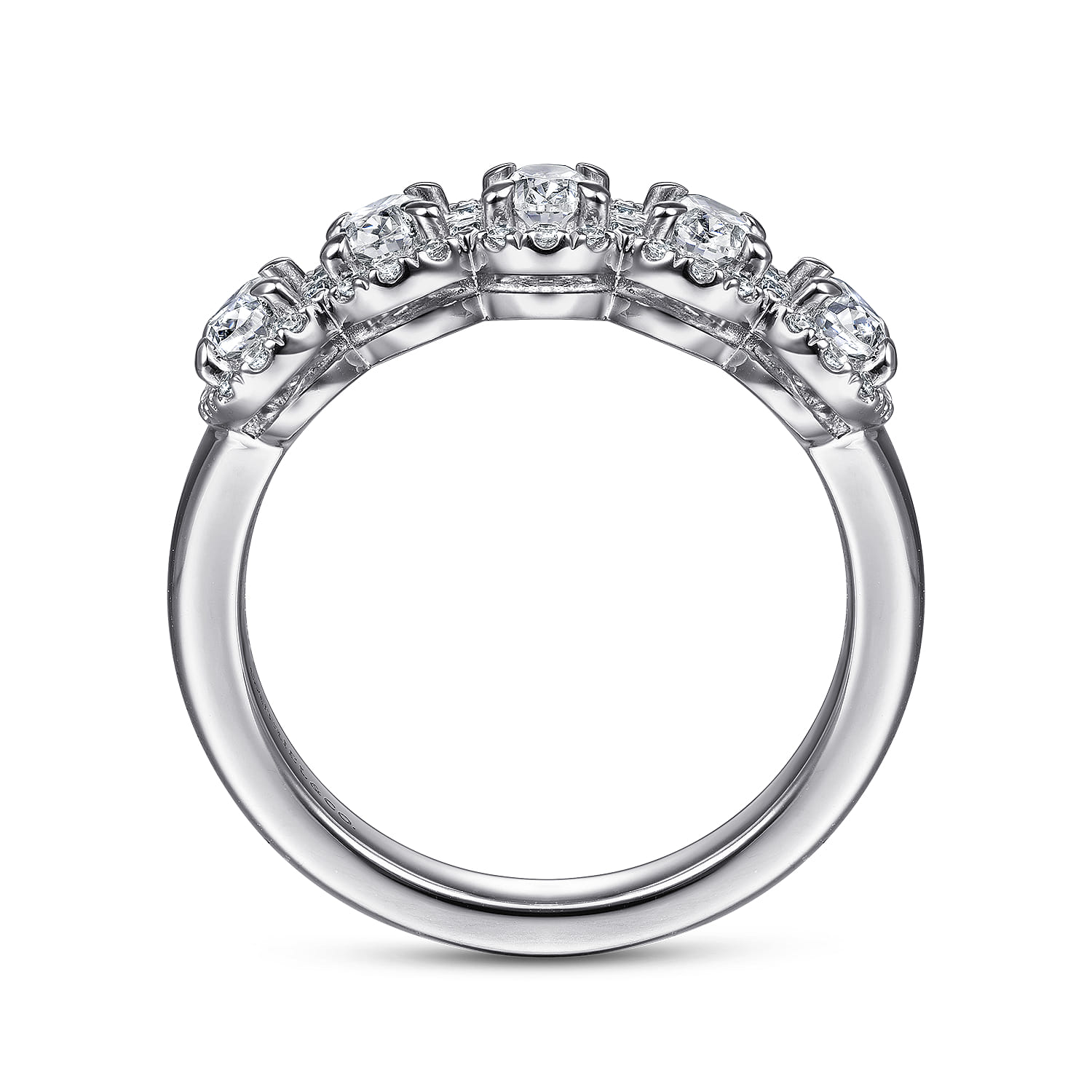 Fancy Wedding Ring in 14k White Gold with Oval Natural Diamond at Gabriel & Co. - Shot 2
