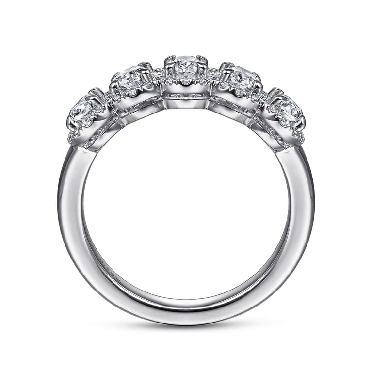 Fancy Wedding Ring in 14k White Gold with Oval Natural Diamond at Gabriel & Co. - Shot 2
