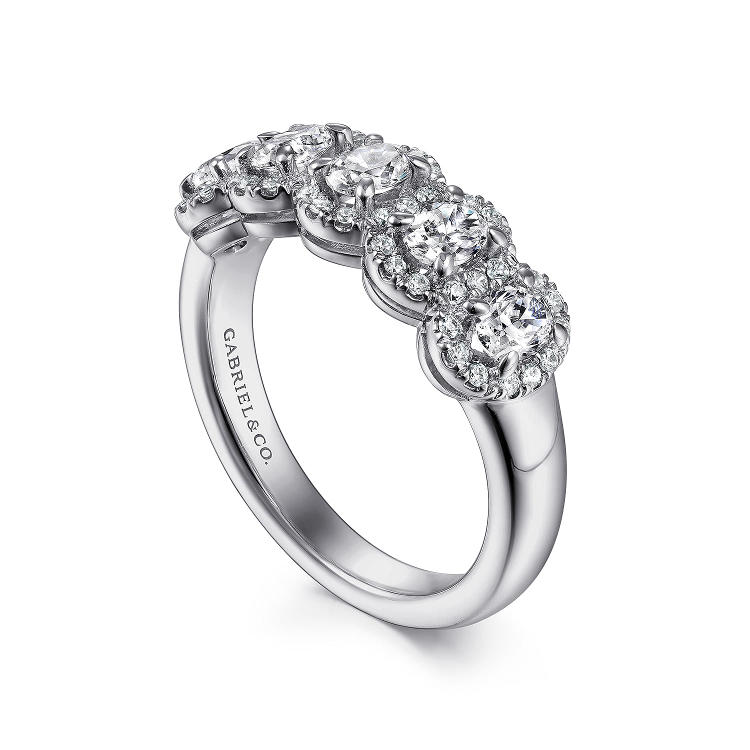 Fancy Wedding Ring in 14k White Gold with Oval Natural Diamond at Gabriel & Co. - Shot 3