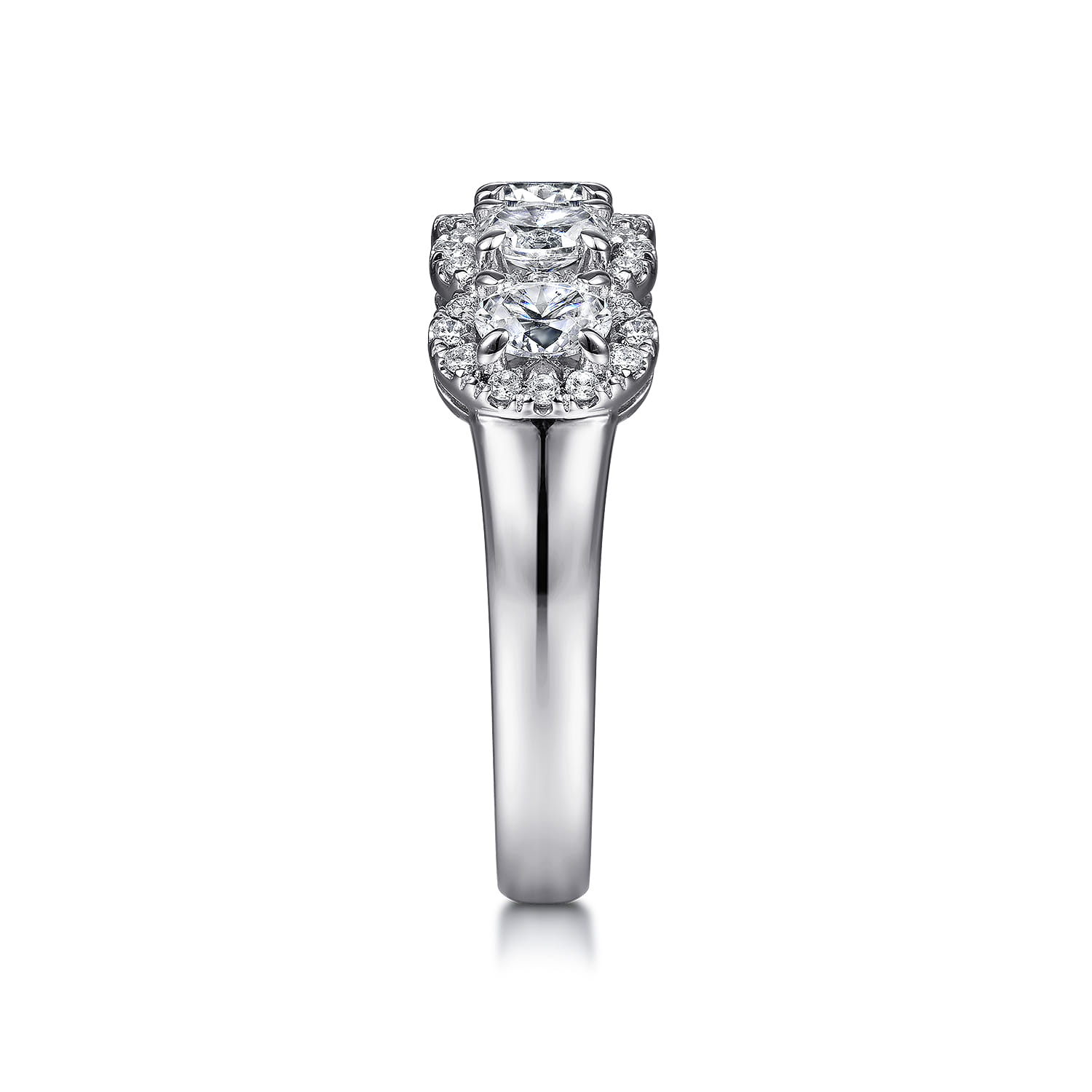 Fancy Wedding Ring in 14k White Gold with Oval Natural Diamond at Gabriel & Co. - Shot 4