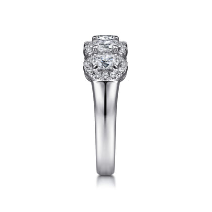 Troy - 14K White Gold Oval and Round Diamond Halo Station Anniversary Band