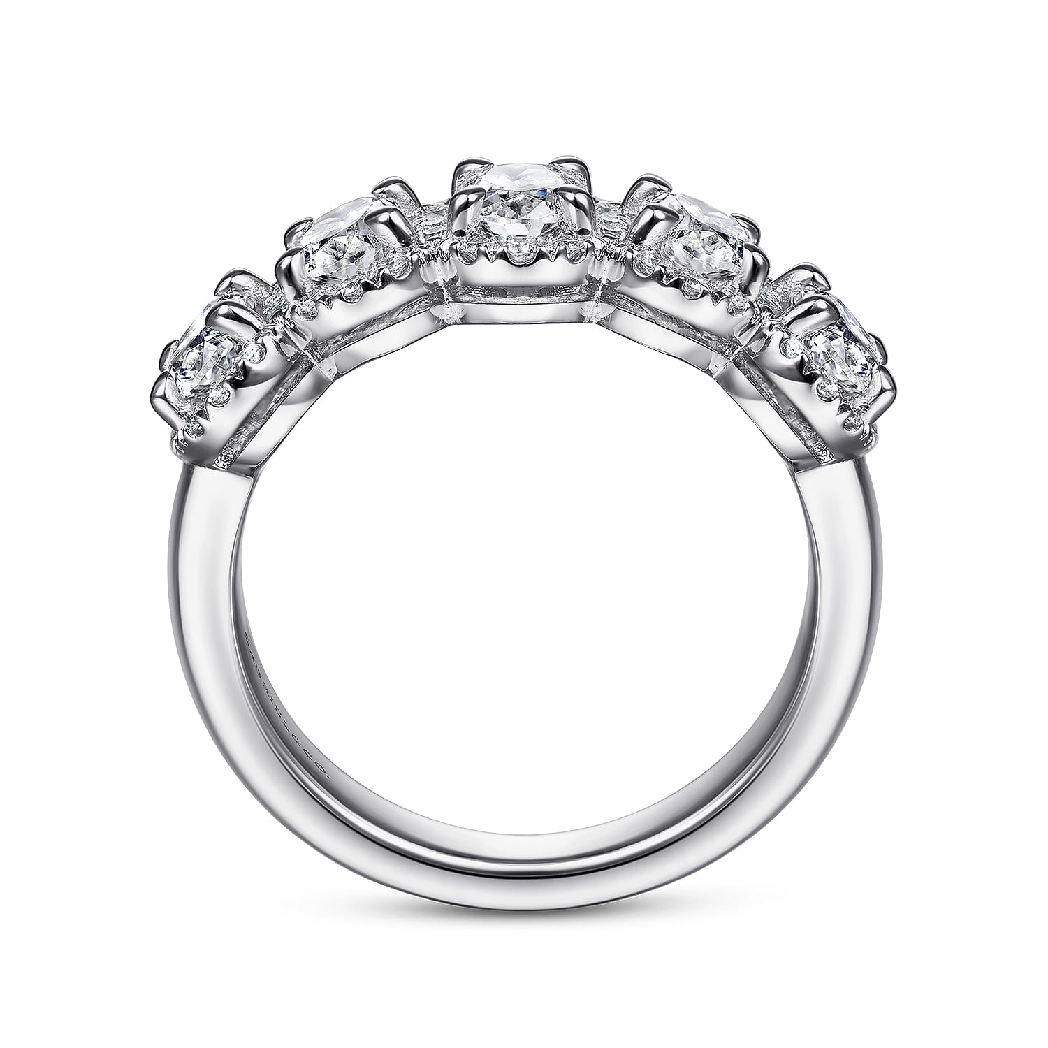 Fancy Wedding Ring in 14k White Gold with Oval Natural Diamond at Gabriel & Co. - Shot 2