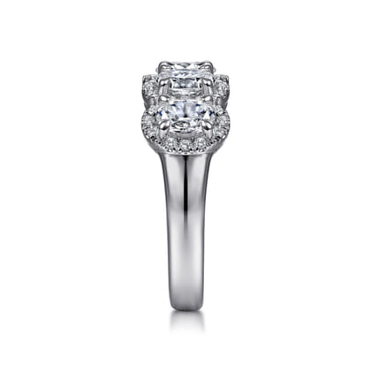 Troy - 14K White Gold Oval and Round Diamond Halo Station Anniversary Band