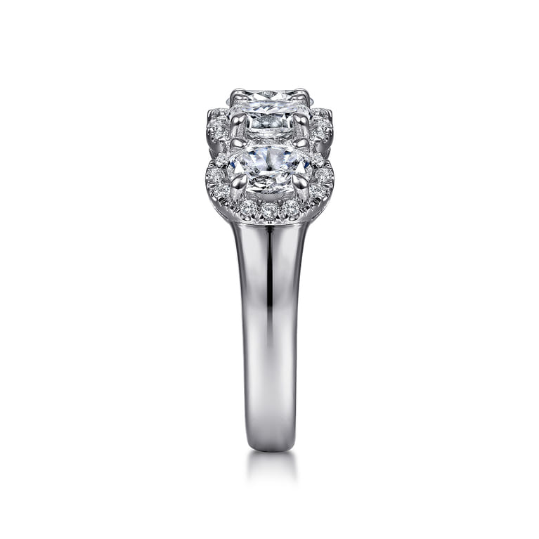 Fancy Wedding Ring in 14k White Gold with Oval Natural Diamond at Gabriel & Co. - Shot 4