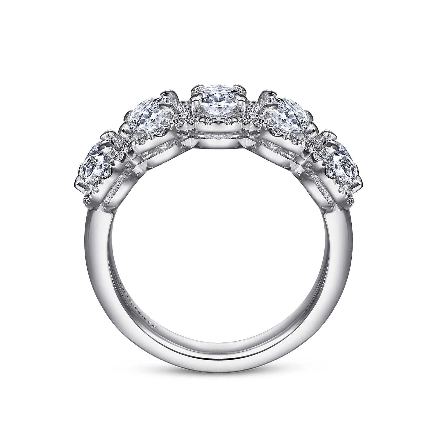 Fancy Wedding Ring in 14k White Gold with Oval Natural Diamond at Gabriel & Co. - Shot 2