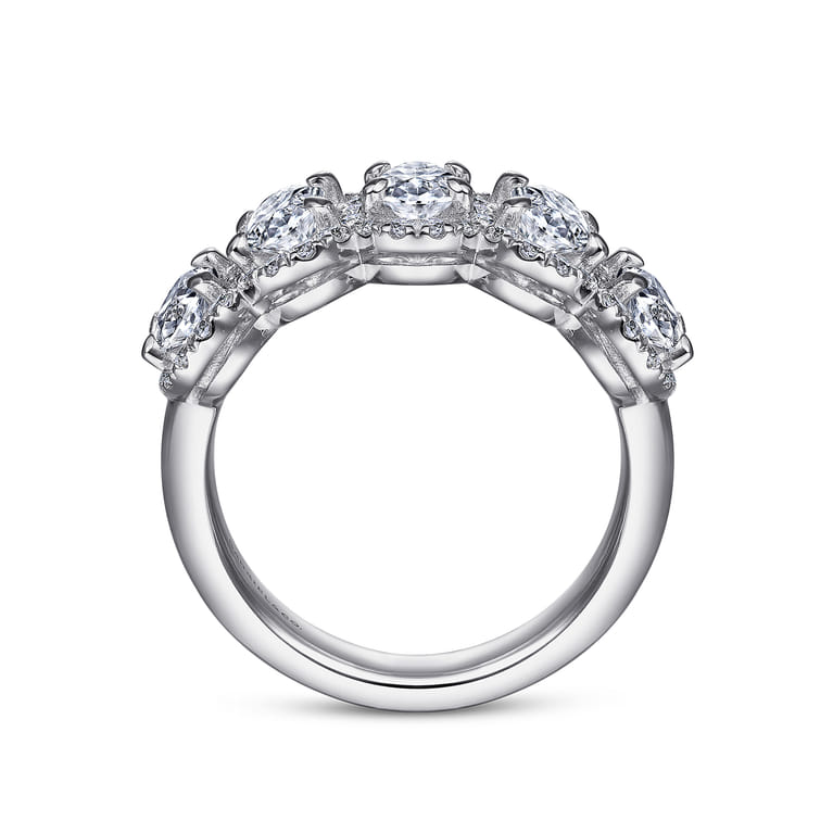 Fancy Wedding Ring in 14k White Gold with Oval Natural Diamond at Gabriel & Co. - Shot 2