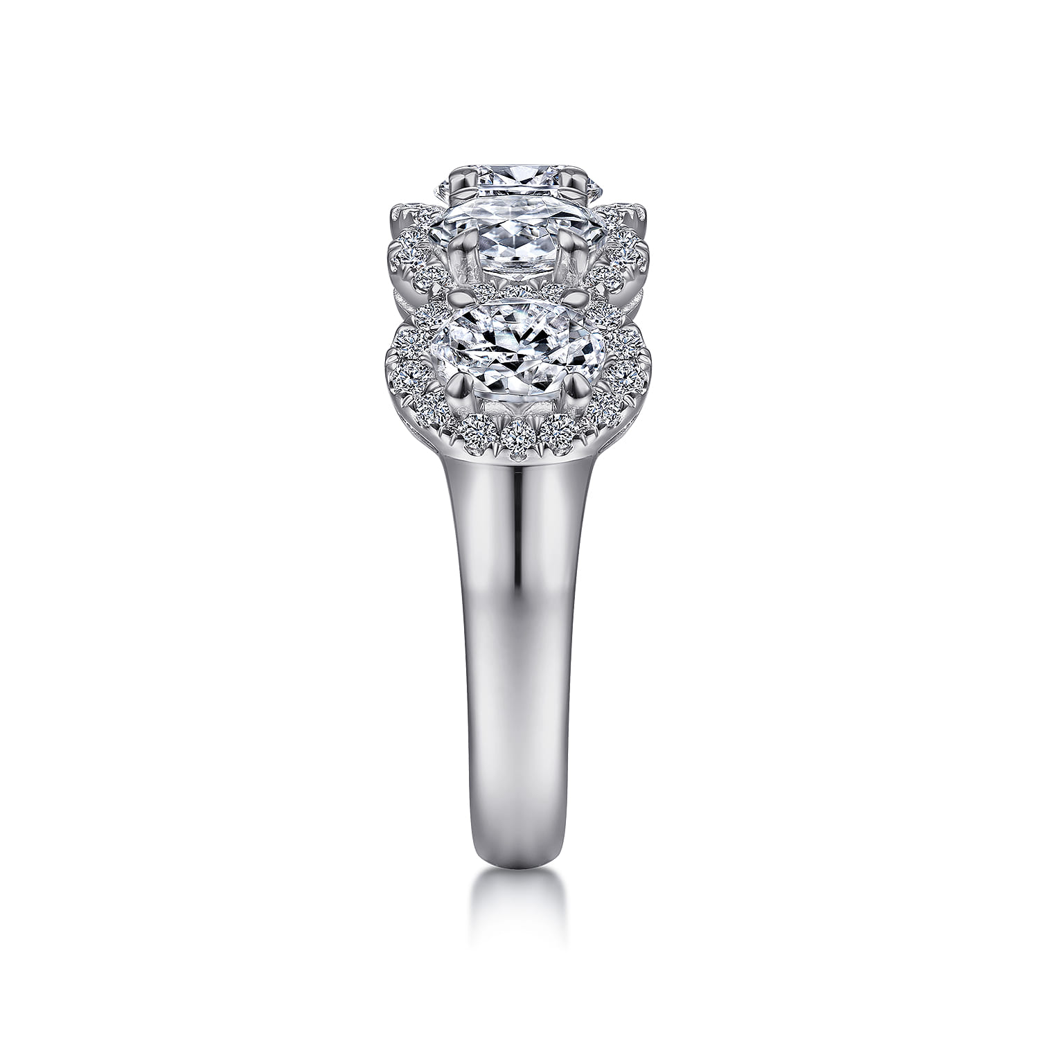 Fancy Wedding Ring in 14k White Gold with Oval Natural Diamond at Gabriel & Co. - Shot 4