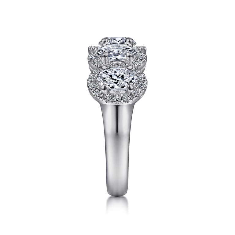Fancy Wedding Ring in 14k White Gold with Oval Natural Diamond at Gabriel & Co. - Shot 4