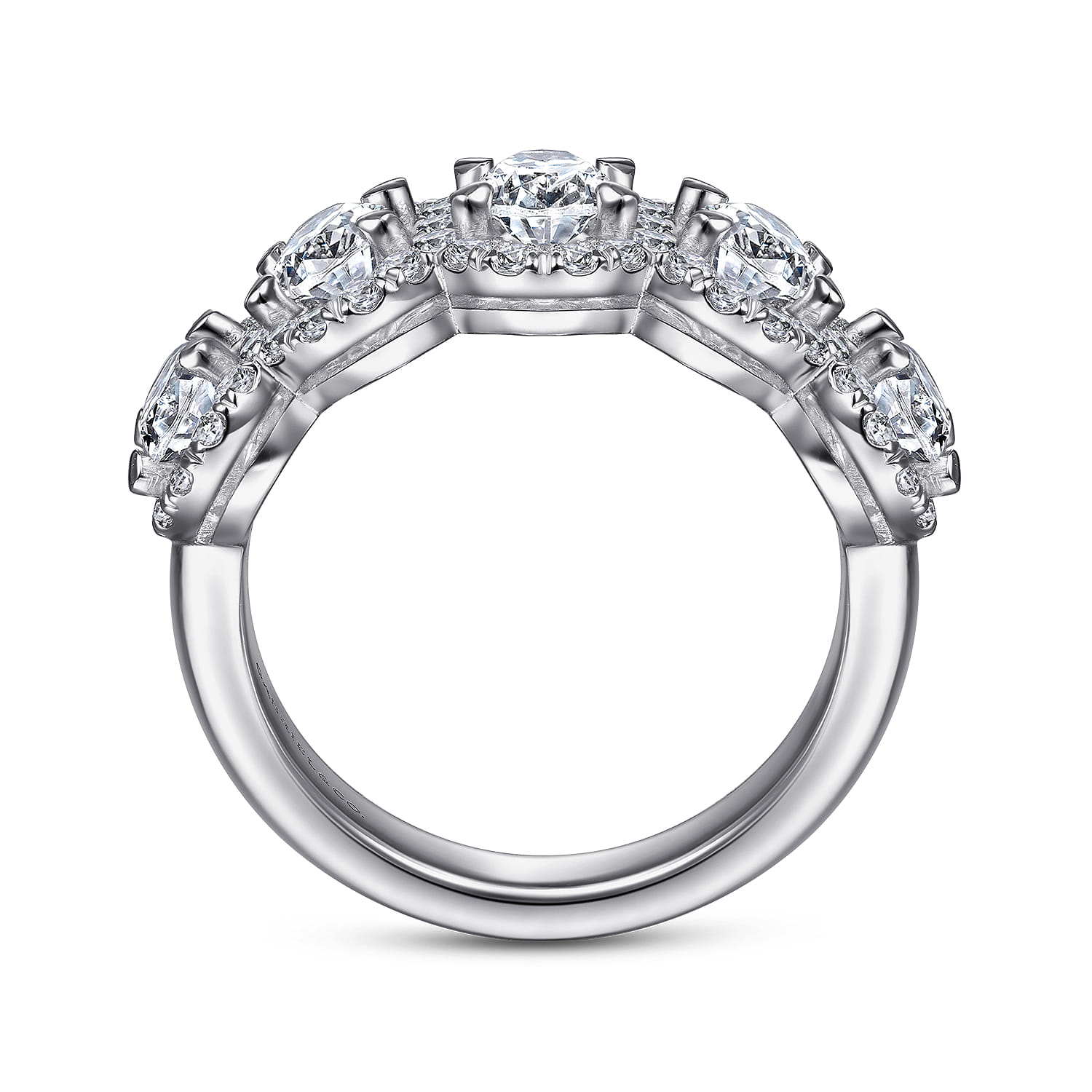 Fancy Wedding Ring in 14k White Gold with Oval Natural Diamond at Gabriel & Co. - Shot 2