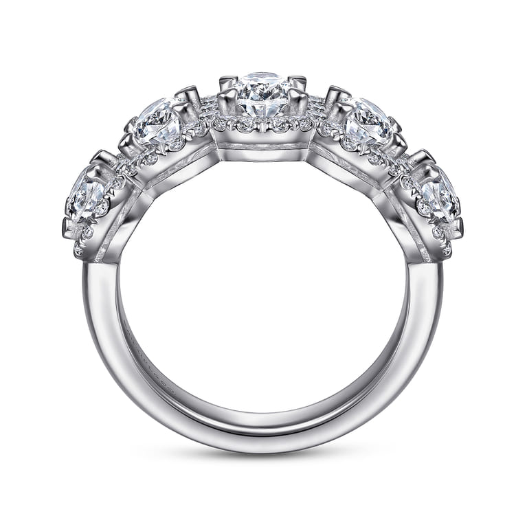 Fancy Wedding Ring in 14k White Gold with Oval Natural Diamond at Gabriel & Co. - Shot 2