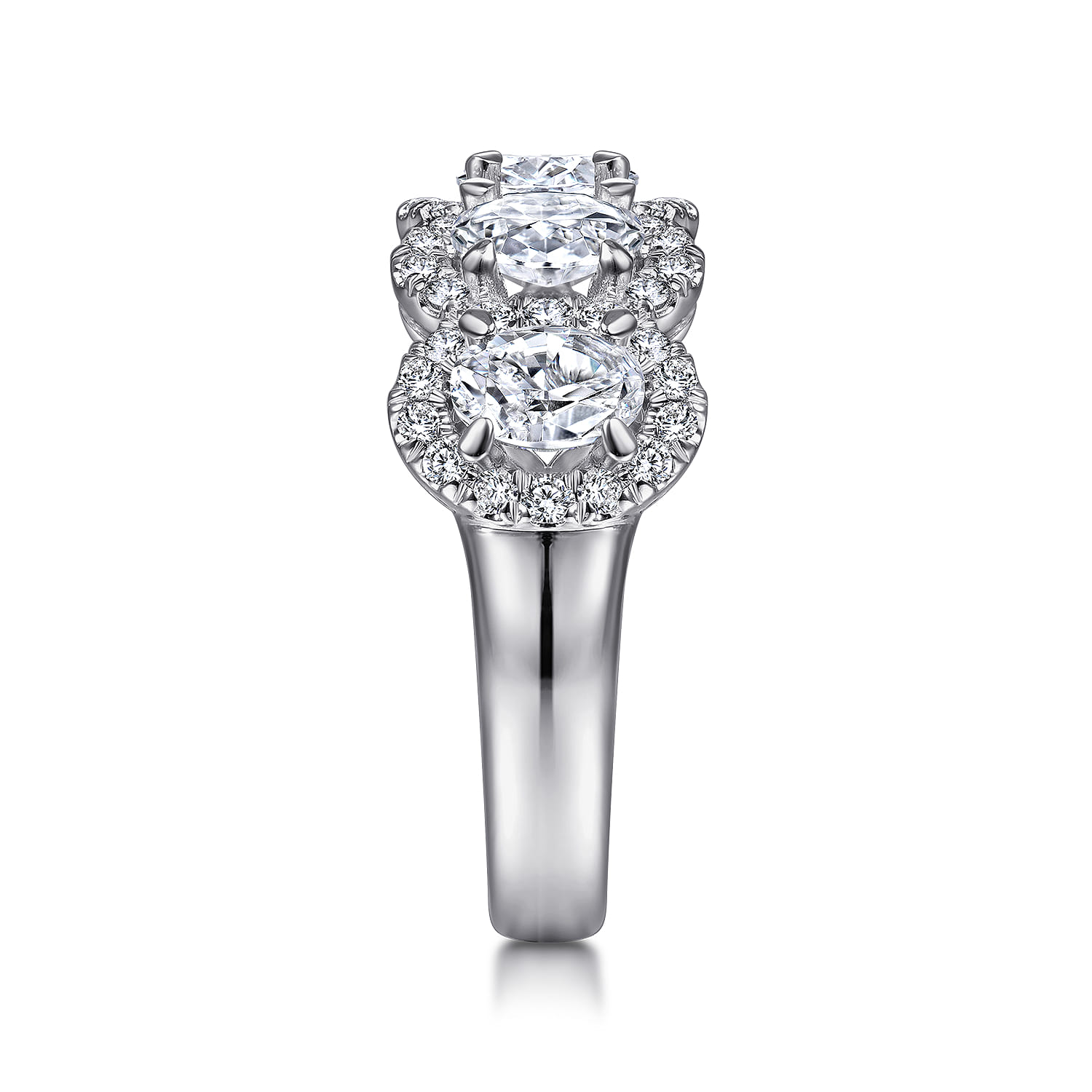 Fancy Wedding Ring in 14k White Gold with Oval Natural Diamond at Gabriel & Co. - Shot 4