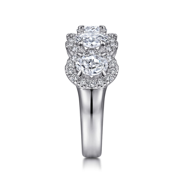 Fancy Wedding Ring in 14k White Gold with Oval Natural Diamond at Gabriel & Co. - Shot 4
