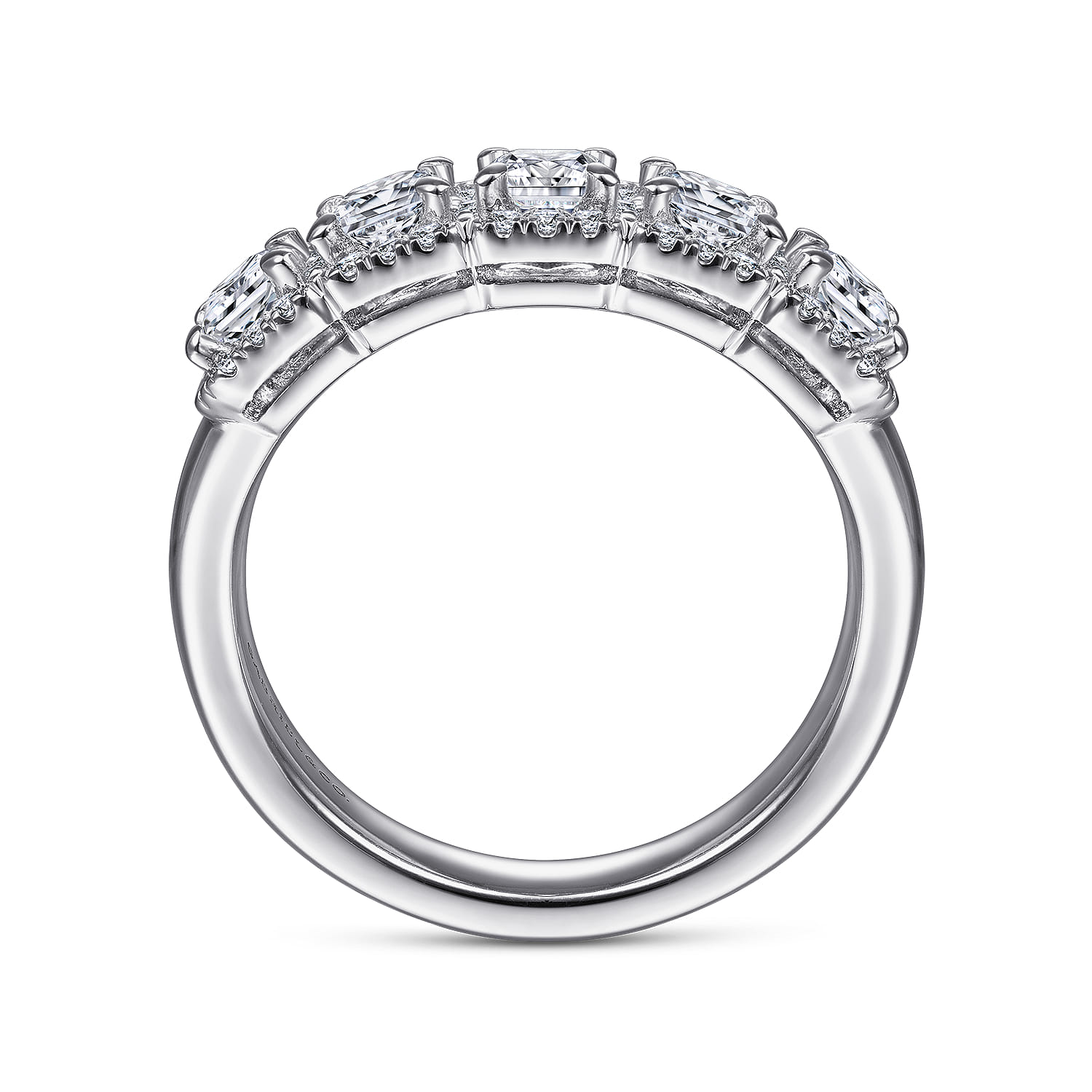 Fancy Wedding Ring in 14k White Gold with Princess Cut Natural Diamond at Gabriel & Co. - Shot 2