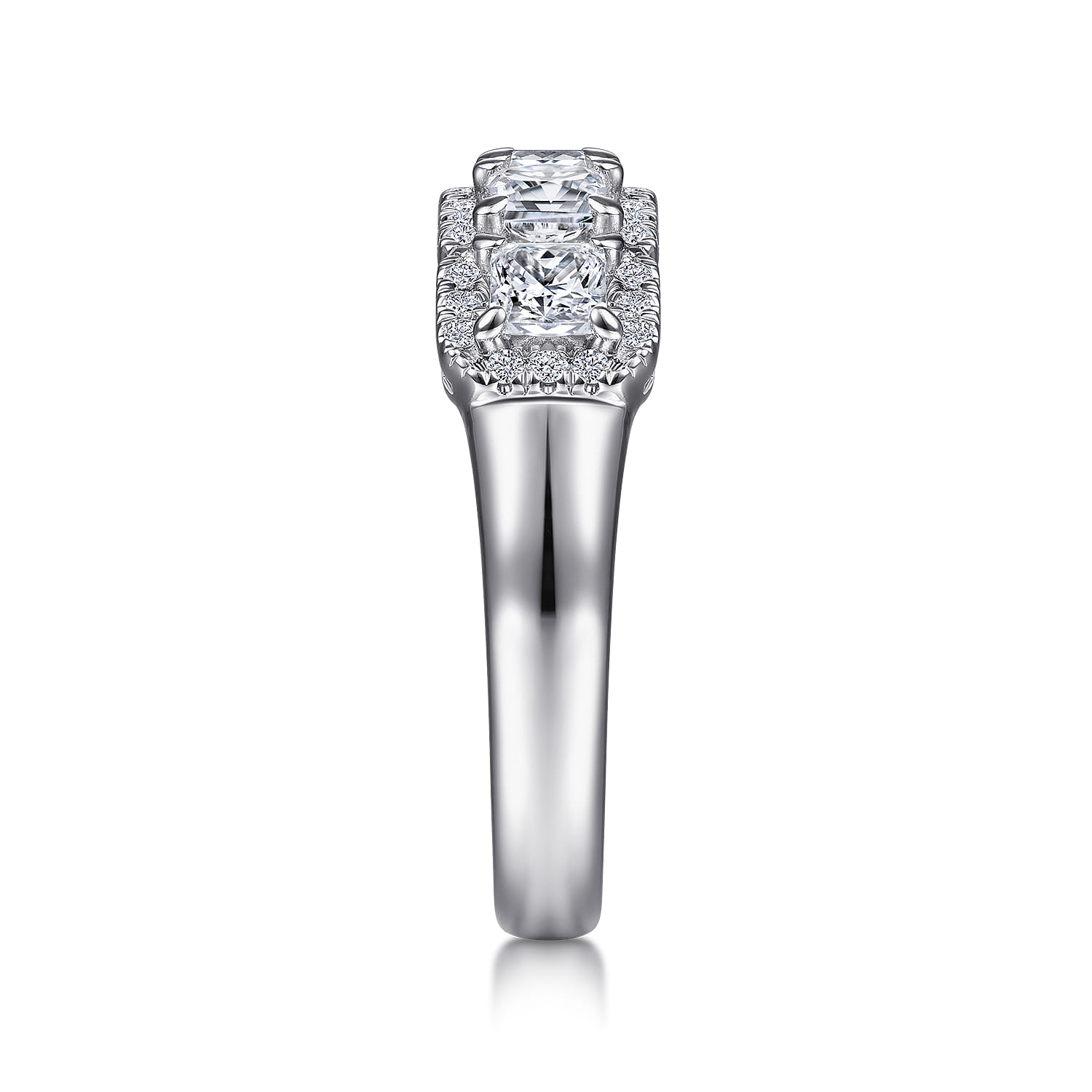 Fancy Wedding Ring in 14k White Gold with Princess Cut Natural Diamond at Gabriel & Co. - Shot 4