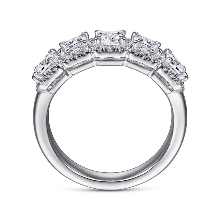 Fancy Wedding Ring in 14k White Gold with Princess Cut  at Gabriel & Co. - Shot 2