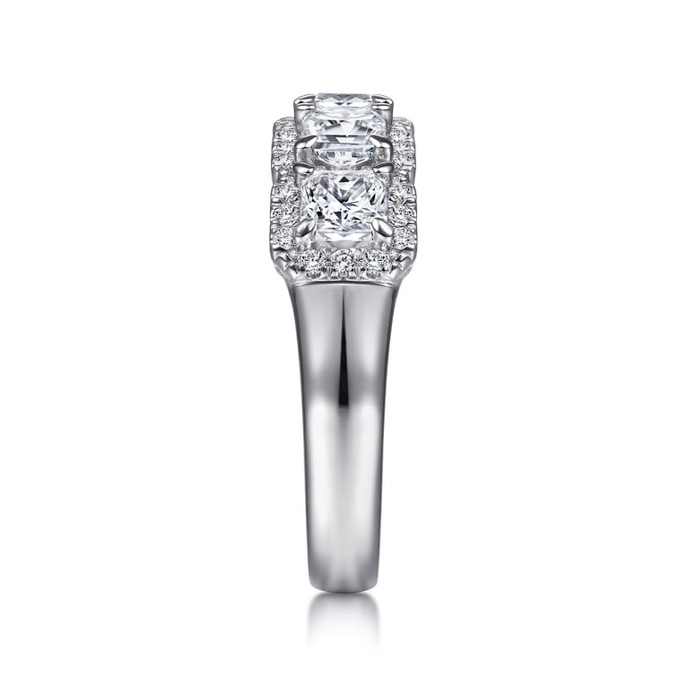 Fancy Wedding Ring in 14k White Gold with Princess Cut  at Gabriel & Co. - Shot 4
