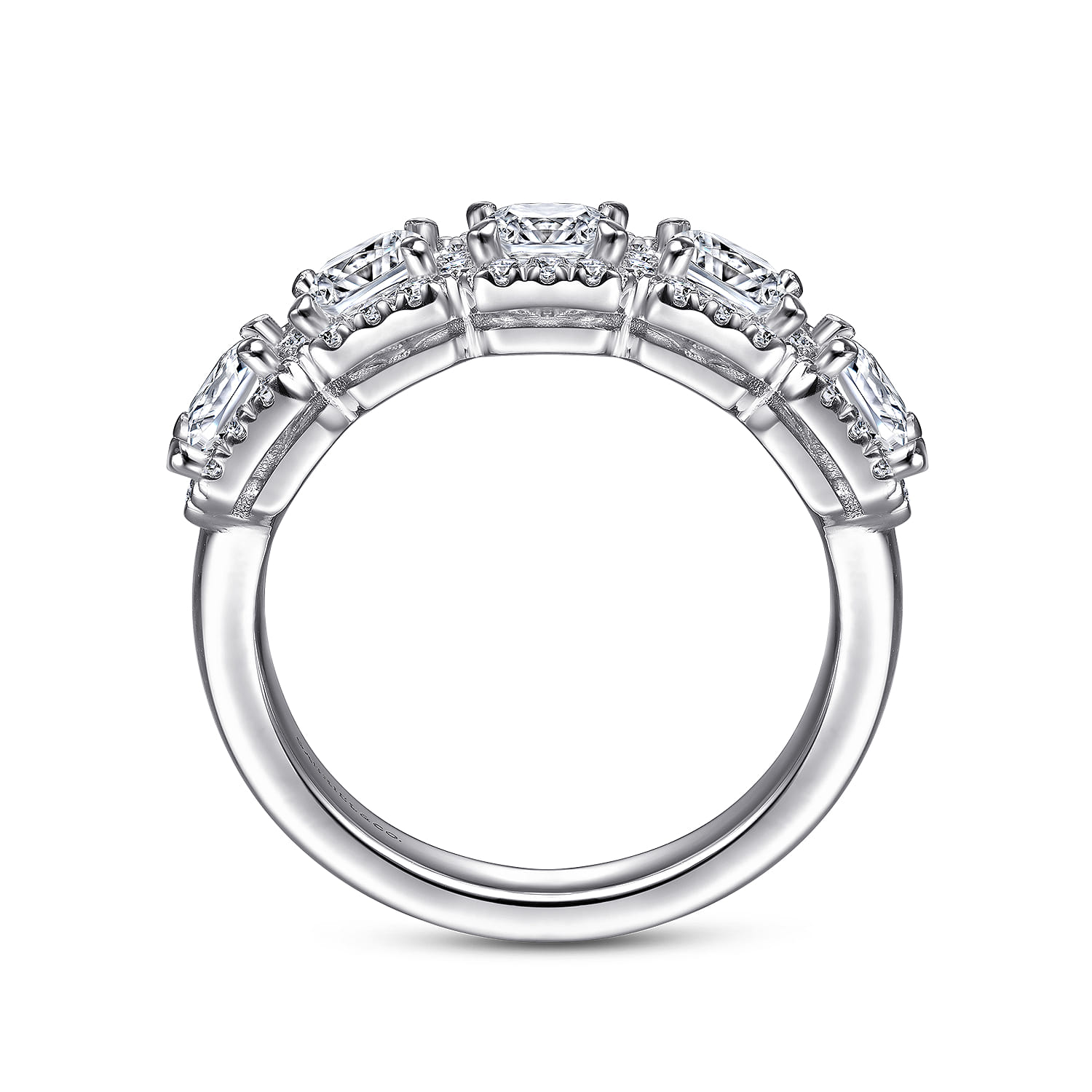 Fancy Wedding Ring in 14k White Gold with Princess Cut Natural Diamond at Gabriel & Co. - Shot 2