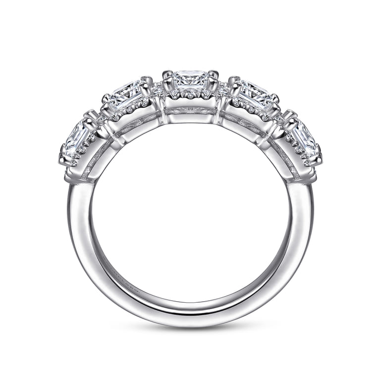 Fancy Wedding Ring in 14k White Gold with Princess Cut Natural Diamond at Gabriel & Co. - Shot 2