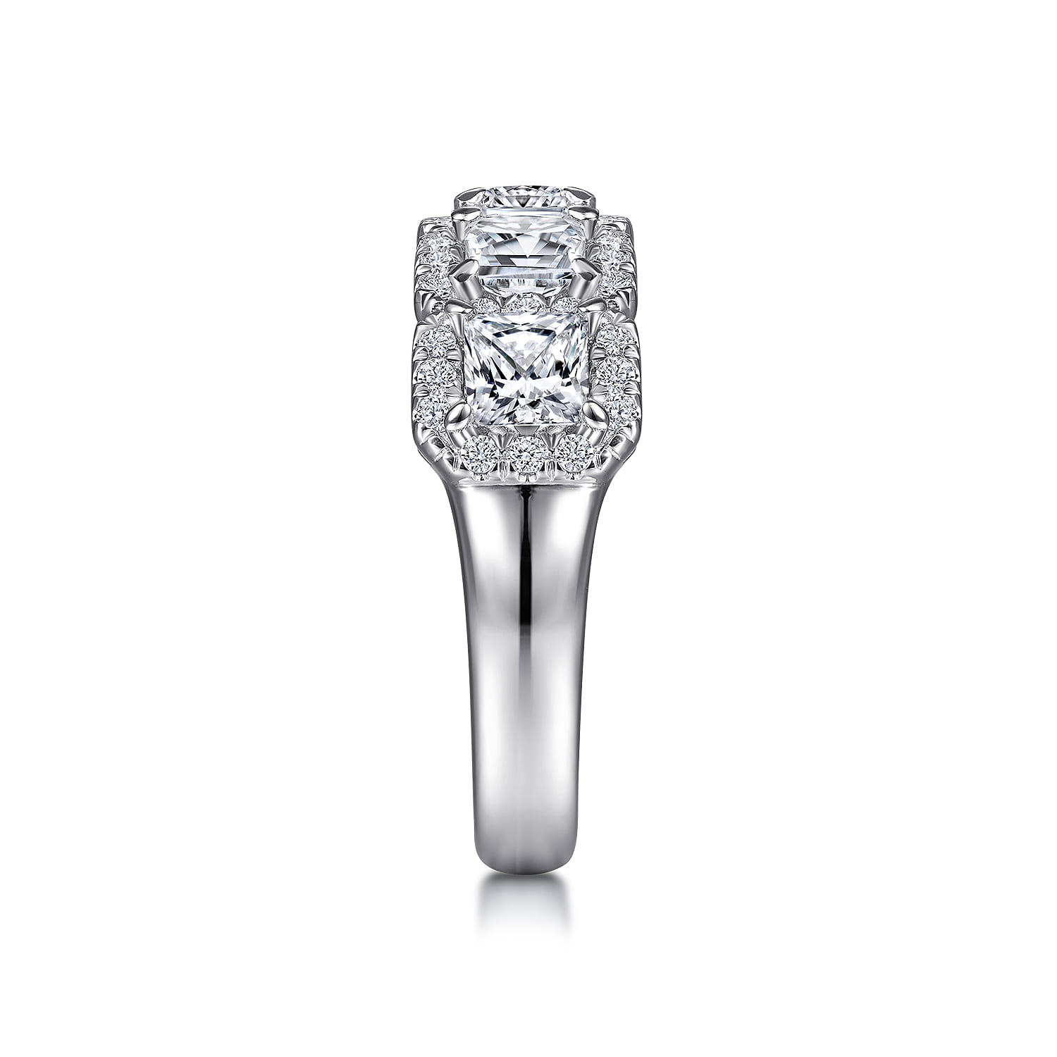 Fancy Wedding Ring in 14k White Gold with Princess Cut Natural Diamond at Gabriel & Co. - Shot 4