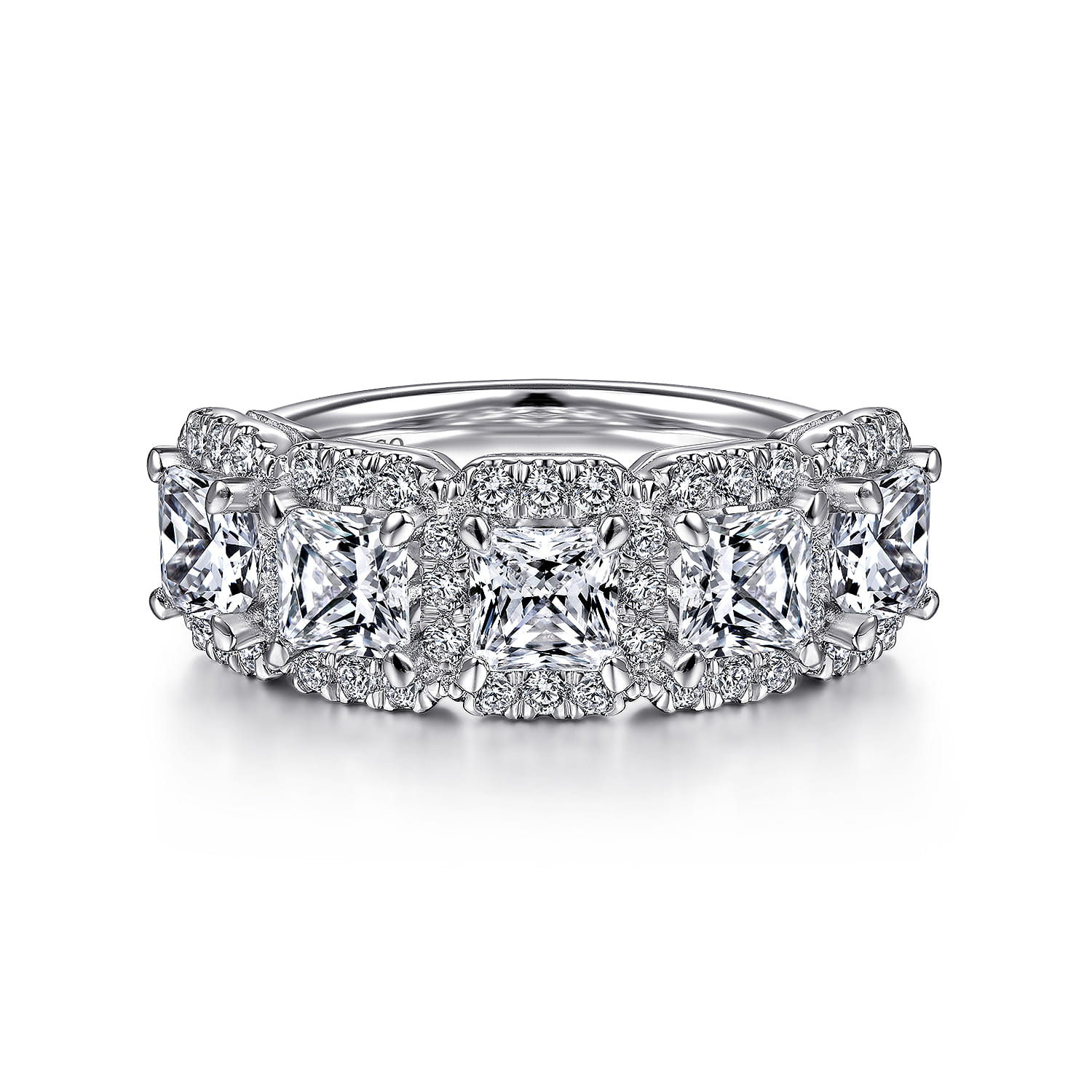 Fancy Wedding Ring in 14k White Gold with Princess Cut Natural Diamond at Gabriel & Co. - Shot 1