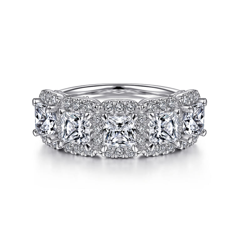 Fancy Wedding Ring in 14k White Gold with Princess Cut Natural Diamond at Gabriel & Co. - Shot 1