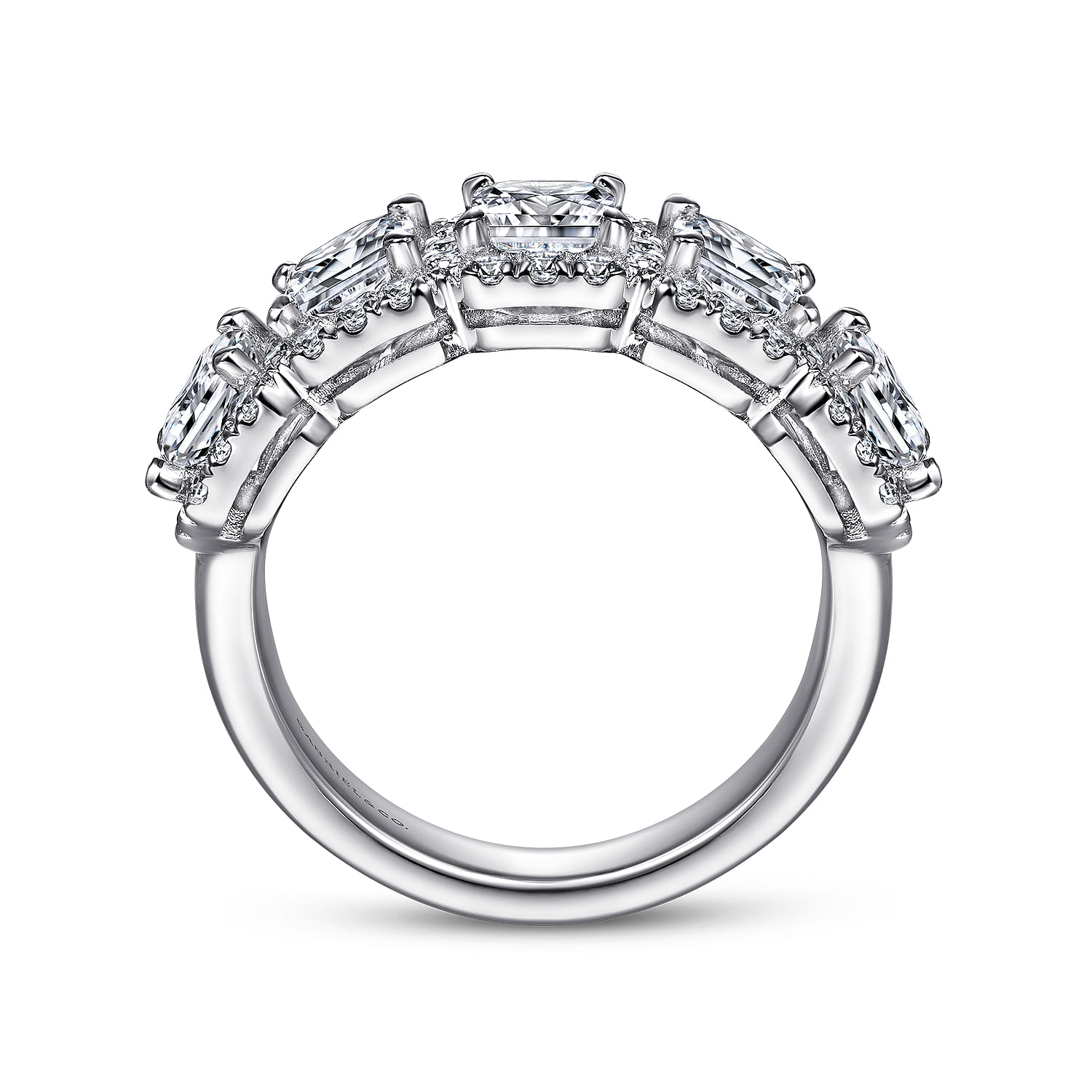 Fancy Wedding Ring in 14k White Gold with Princess Cut Natural Diamond at Gabriel & Co. - Shot 2
