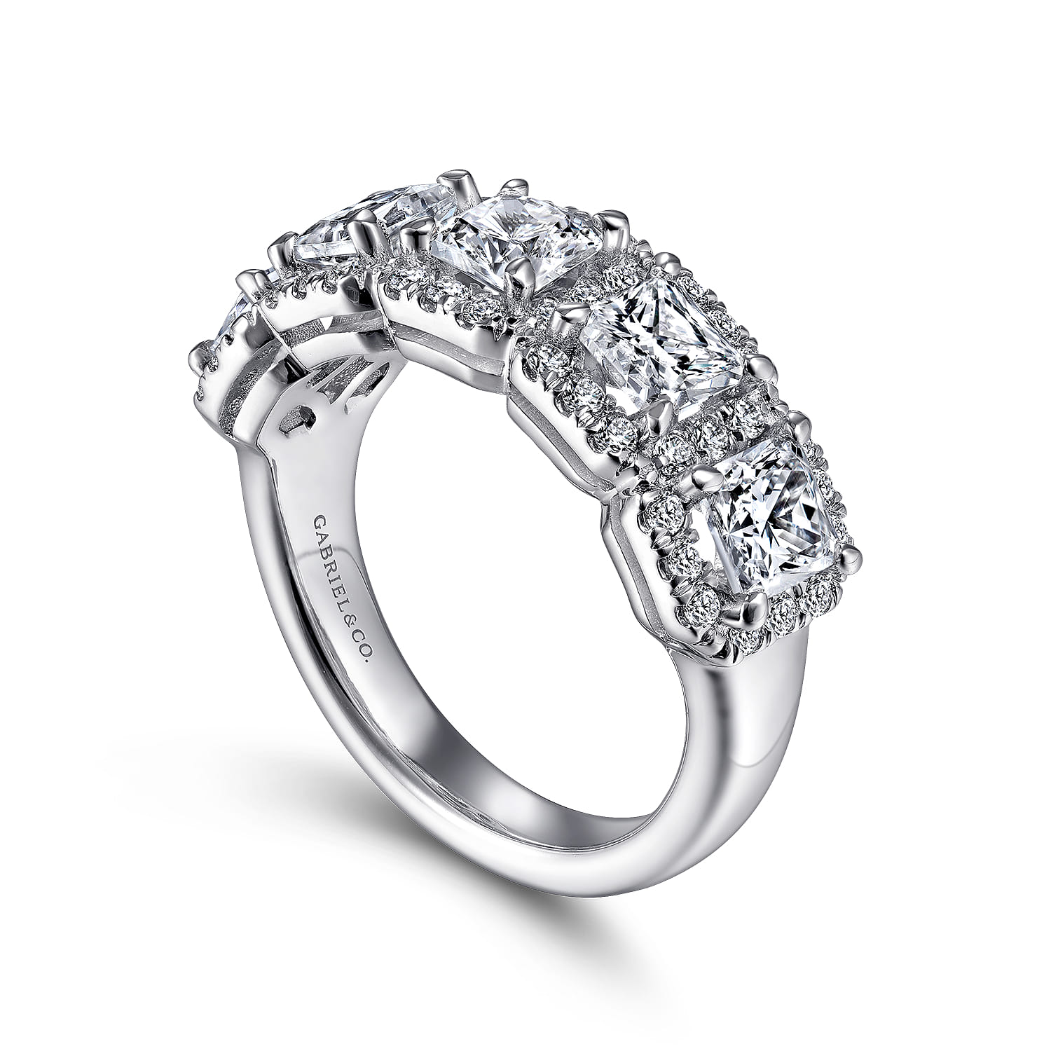 Fancy Wedding Ring in 14k White Gold with Princess Cut Natural Diamond at Gabriel & Co. - Shot 3