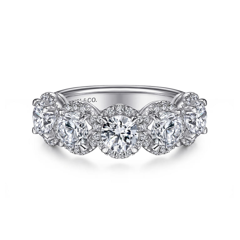 Fancy Wedding Ring in 14k White Gold with Round Natural Diamond at Gabriel & Co. - Shot 1