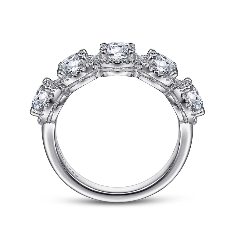 Fancy Wedding Ring in 14k White Gold with Round Natural Diamond at Gabriel & Co. - Shot 2