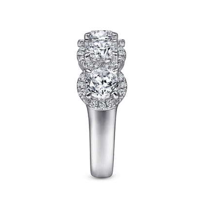 Troy - 14K White Gold Round Diamond Halo Station Anniversary Band