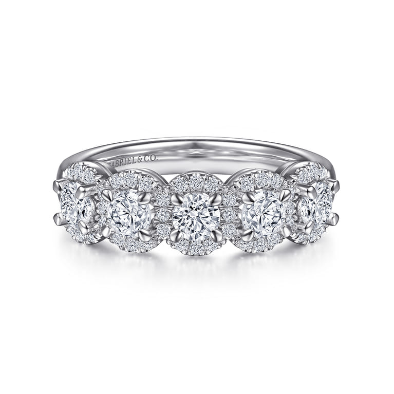 Fancy Wedding Ring in 14k White Gold with Round Natural Diamond at Gabriel & Co. - Shot 1