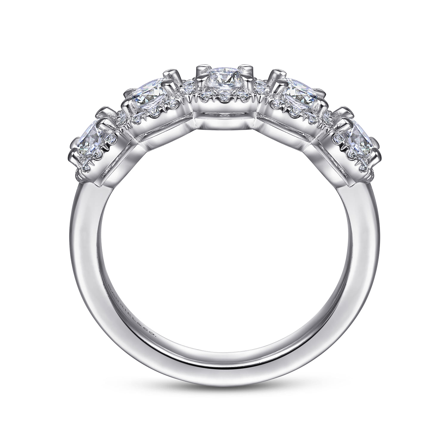Fancy Wedding Ring in 14k White Gold with Round Natural Diamond at Gabriel & Co. - Shot 2