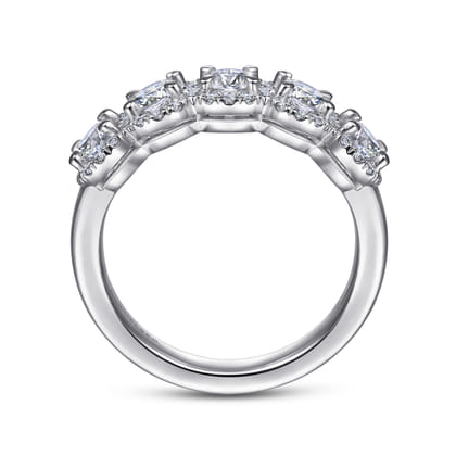 Troy - 14K White Gold Round Diamond Halo Station Anniversary Band