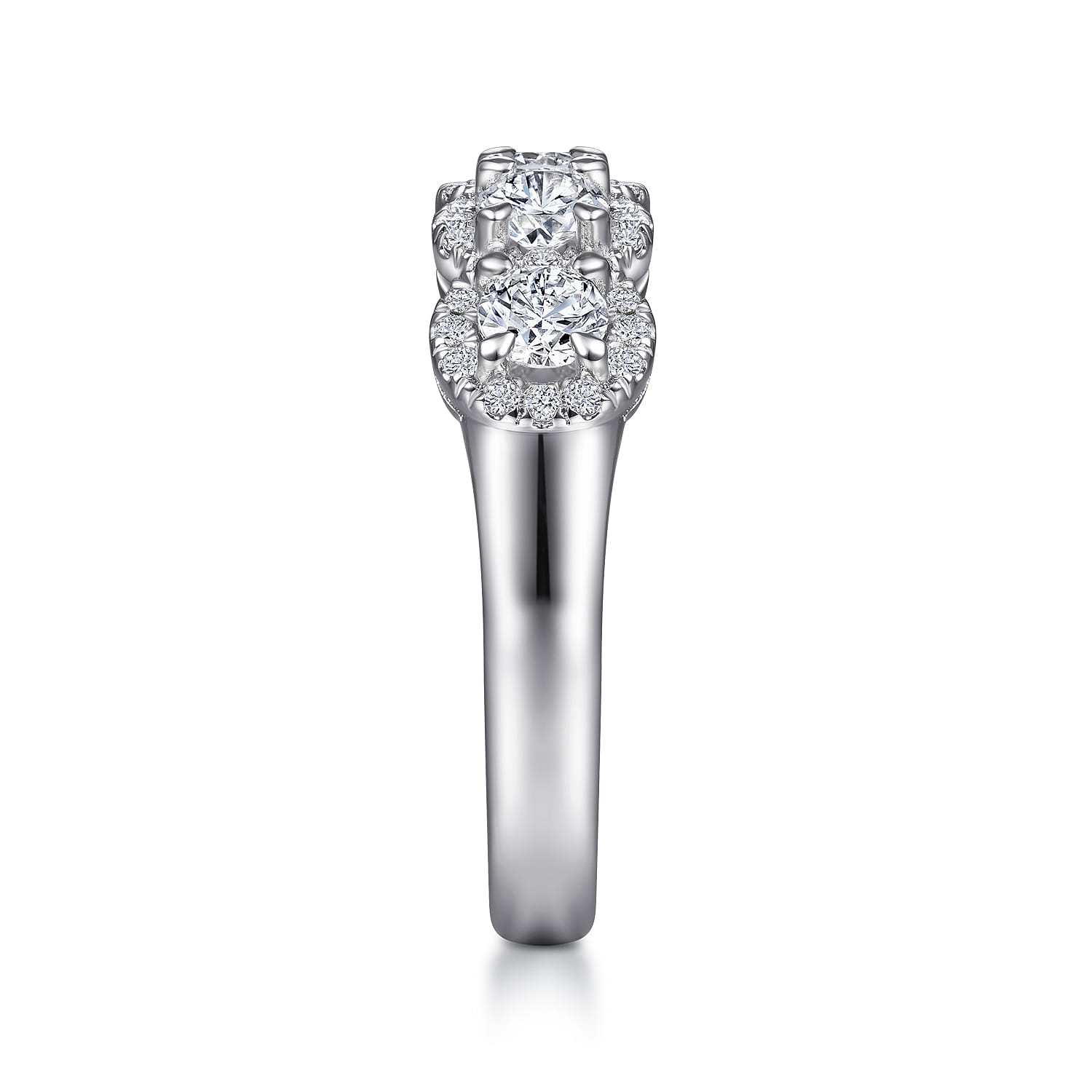 Fancy Wedding Ring in 14k White Gold with Round Natural Diamond at Gabriel & Co. - Shot 4